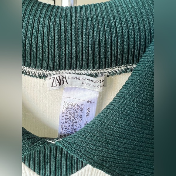 Zara RETRO SEAMLESS TOP Green Collared Stretchy Shirt- X/S- NWOT - Picture 10 of 12